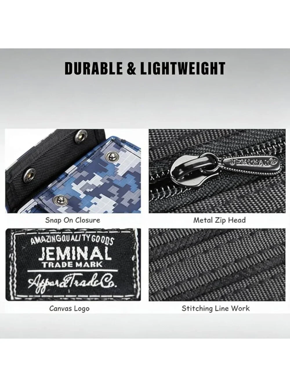 Slim Tactical Camo Wallet for Men - Lightweight Trifold with Zipper Pocket